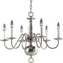 Progress Lighting Brushed Nickel 60W 6-Light Candelabra E-12 Incandescent Chandelier 