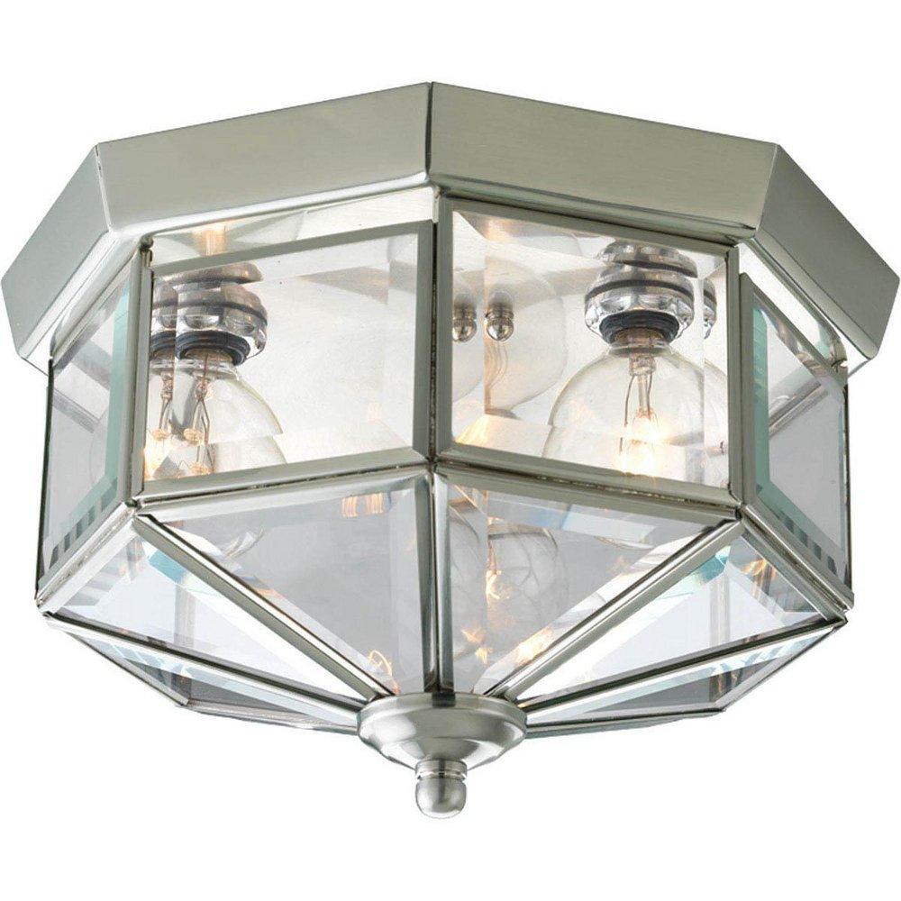 Progress Lighting Brushed Nickel 25W 3-Light Octagonal Close-to-Ceiling Fixture 