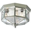 25 W 3-Light Flush Mount Close-to-Ceiling Fixture Light in Brushed Nickel