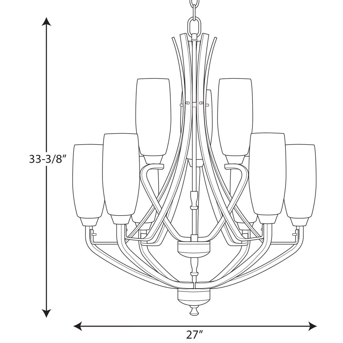 Progress Lighting Brushed Nickel 9 Light 540W Candelabra Chandelier 