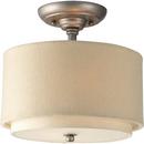 75 W 3-Light Semi-Flush Mount Ceiling Fixture with Fabric Shade in Silver Ridge