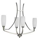 4 Light 240W Linear Chandelier Brushed Nickel