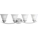 4 Light 100W Vanity Light Fixture with Etched Glass Dimmable Polished Chrome
