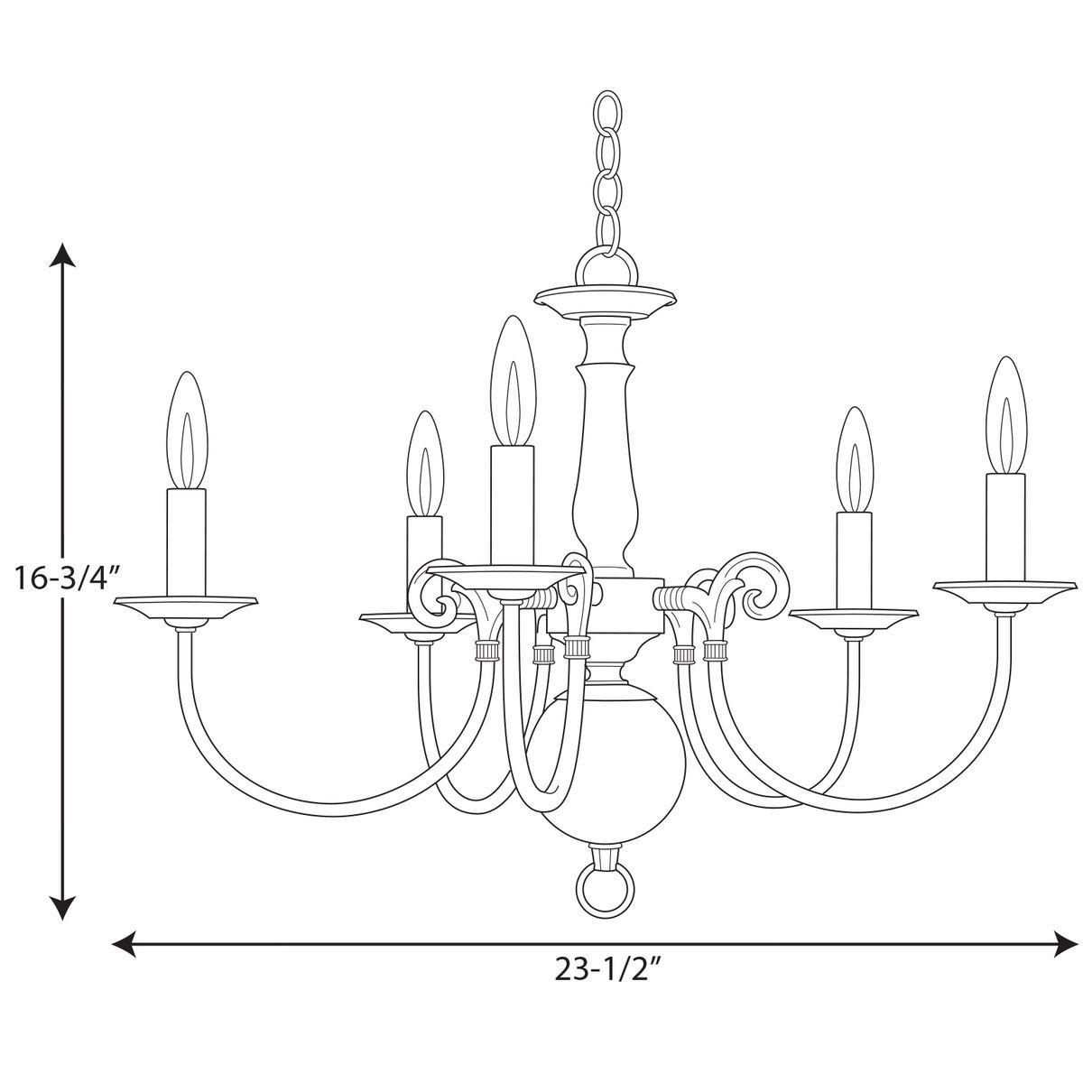 Progress Lighting Brushed Nickel 24 in. 60W 5-Light Candelabra Incandescent Chandelier 