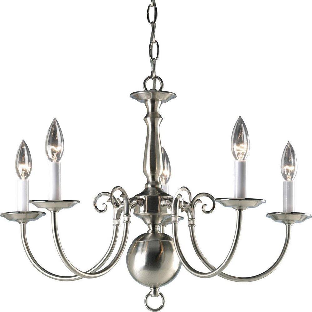 Progress Lighting Brushed Nickel 24 in. 60W 5-Light Candelabra Incandescent Chandelier 