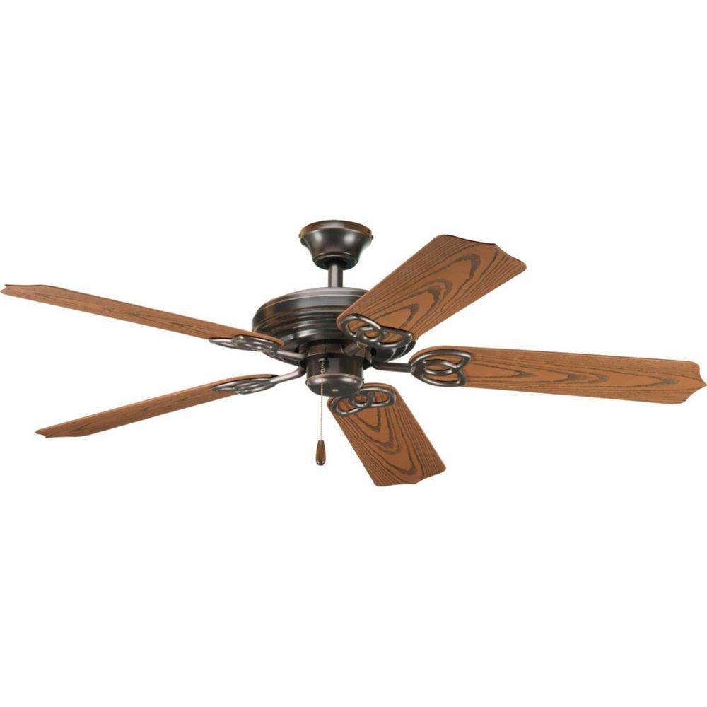 Progress Lighting Antique Bronze 12-3/4 in. 5-Blade Ceiling Fan with 52 in. Blade Span 