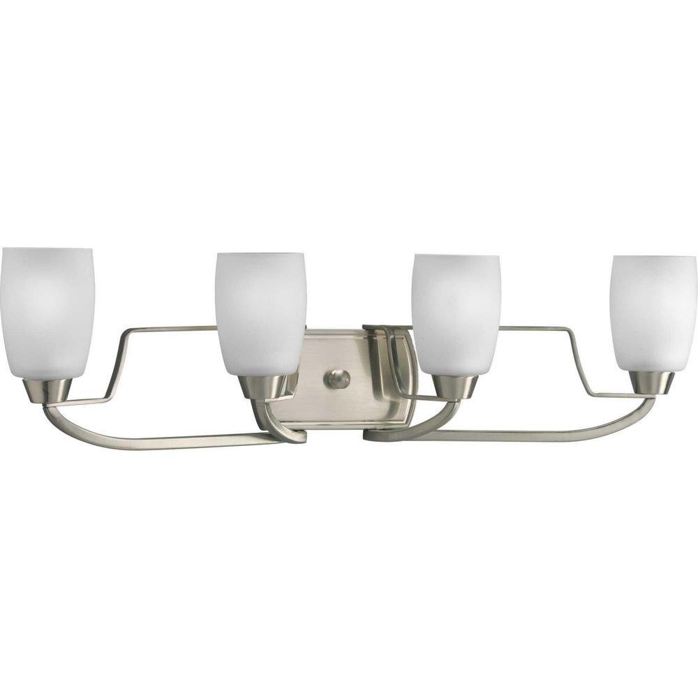 Progress Lighting Brushed Nickel 8-1/4 in. 100W 4-Light Bath Vanity Fixture 