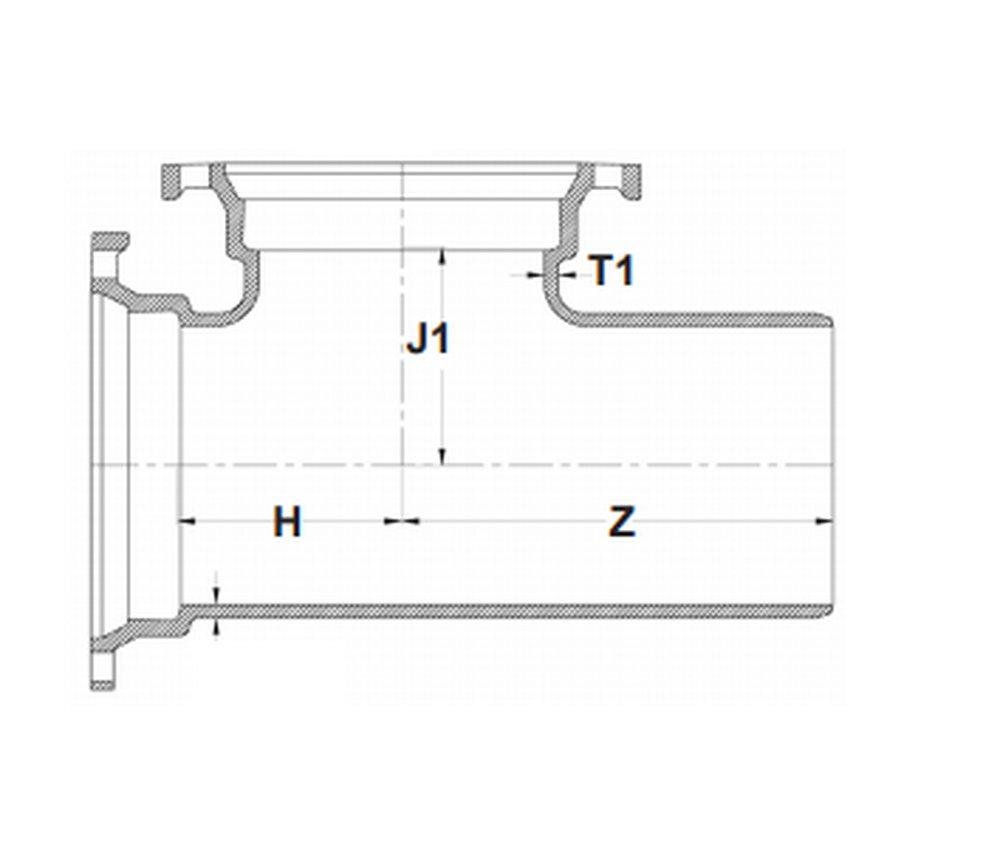 Tyler Union Mechanical Joint x Plain End Ductile Iron C153 Epoxy Short Body Tee 