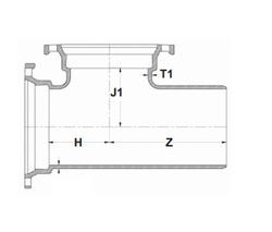 8 in. Mechanical Joint x Plain End Ductile Iron C153 Epoxy Short Body Tee