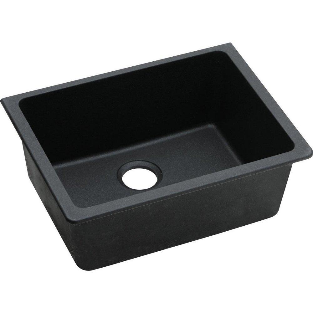 Elkay Black 24-5/8 x 18-1/2 in. No Hole Composite Single Bowl Undermount Kitchen Sink 