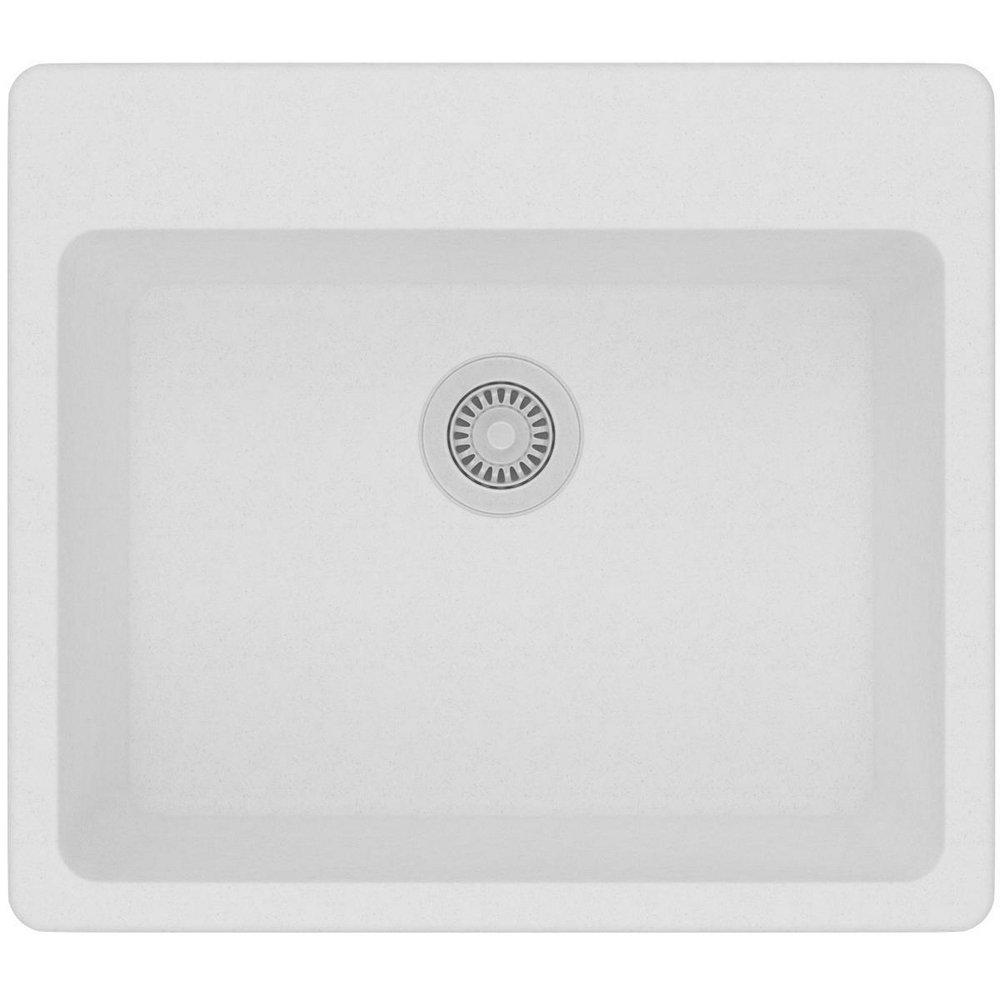Elkay White 25 x 22 in. No Hole Composite Single Bowl Drop-in Kitchen Sink 