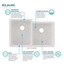 Elkay White 33 x 20-1/2 in. No Hole Composite Double Bowl Undermount Kitchen Sink 