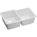 33 x 20-1/2 in. No Hole Composite Double Bowl Undermount Kitchen Sink in White