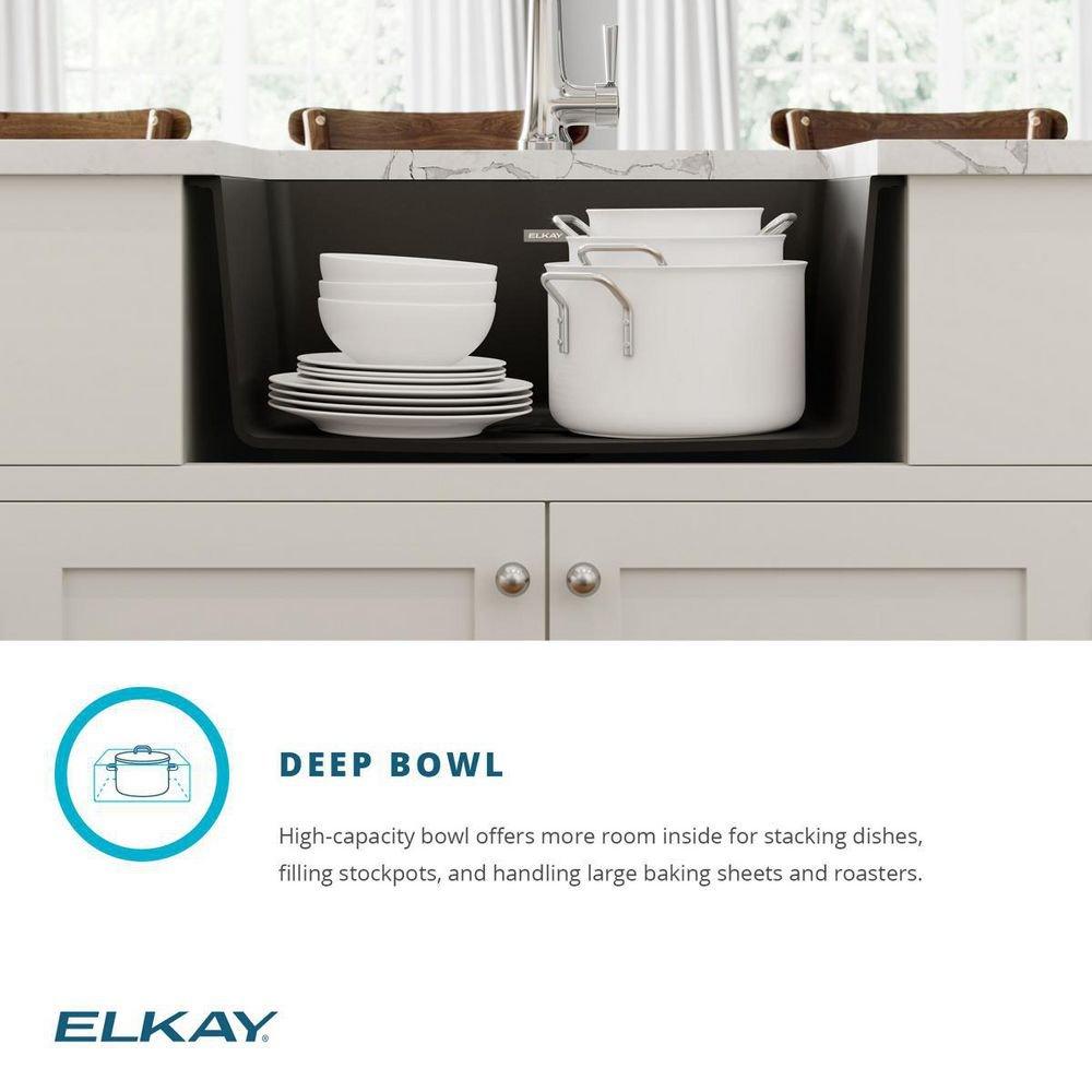 Elkay White 24-5/8 x 18-1/2 in. No Hole Composite Single Bowl Undermount Kitchen Sink 