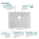 Elkay White 24-5/8 x 18-1/2 in. No Hole Composite Single Bowl Undermount Kitchen Sink 