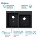 Elkay Black 33 x 22 in. No Hole Composite Double Bowl Drop-in Kitchen Sink 
