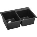 Elkay Black 33 x 22 in. No Hole Composite Double Bowl Drop-in Kitchen Sink 