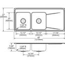 Elkay Black 33 x 20-1/2 in. No Hole Composite Double Bowl Undermount Kitchen Sink 