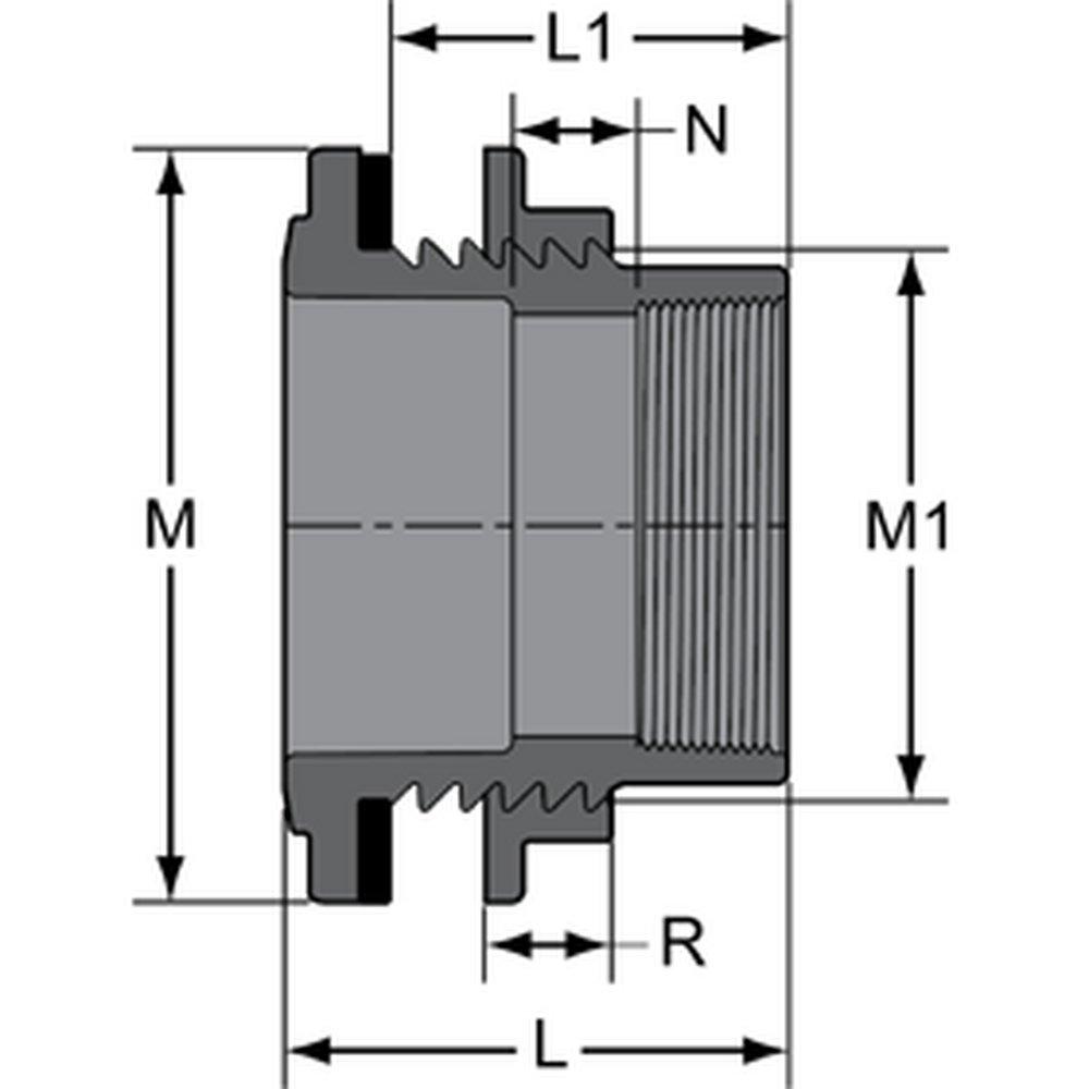Grey Spigot x FPT Sewer Clean-Out and SDR 35 PVC Adapter 
