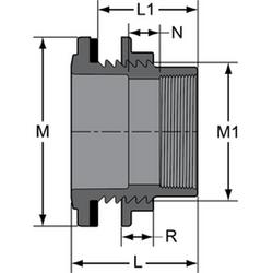 1 in. Socket x FPT Schedule 80 PVC and Neoprene Tank Adapter with Gasket