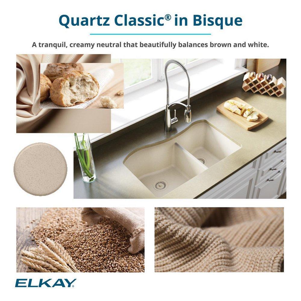 Elkay Bisque 33 x 20-1/2 in. No Hole Composite Double Bowl Undermount Kitchen Sink 