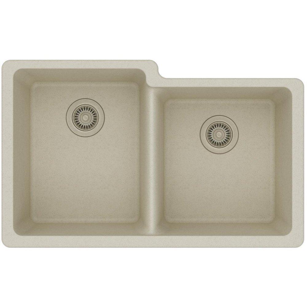 Elkay Bisque 33 x 20-1/2 in. No Hole Composite Double Bowl Undermount Kitchen Sink 