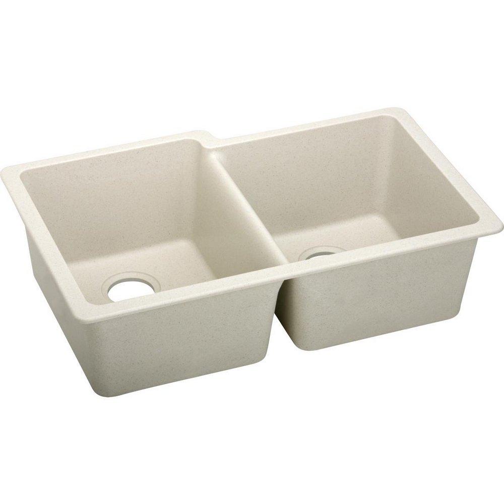 Elkay Bisque 33 x 20-1/2 in. No Hole Composite Double Bowl Undermount Kitchen Sink 