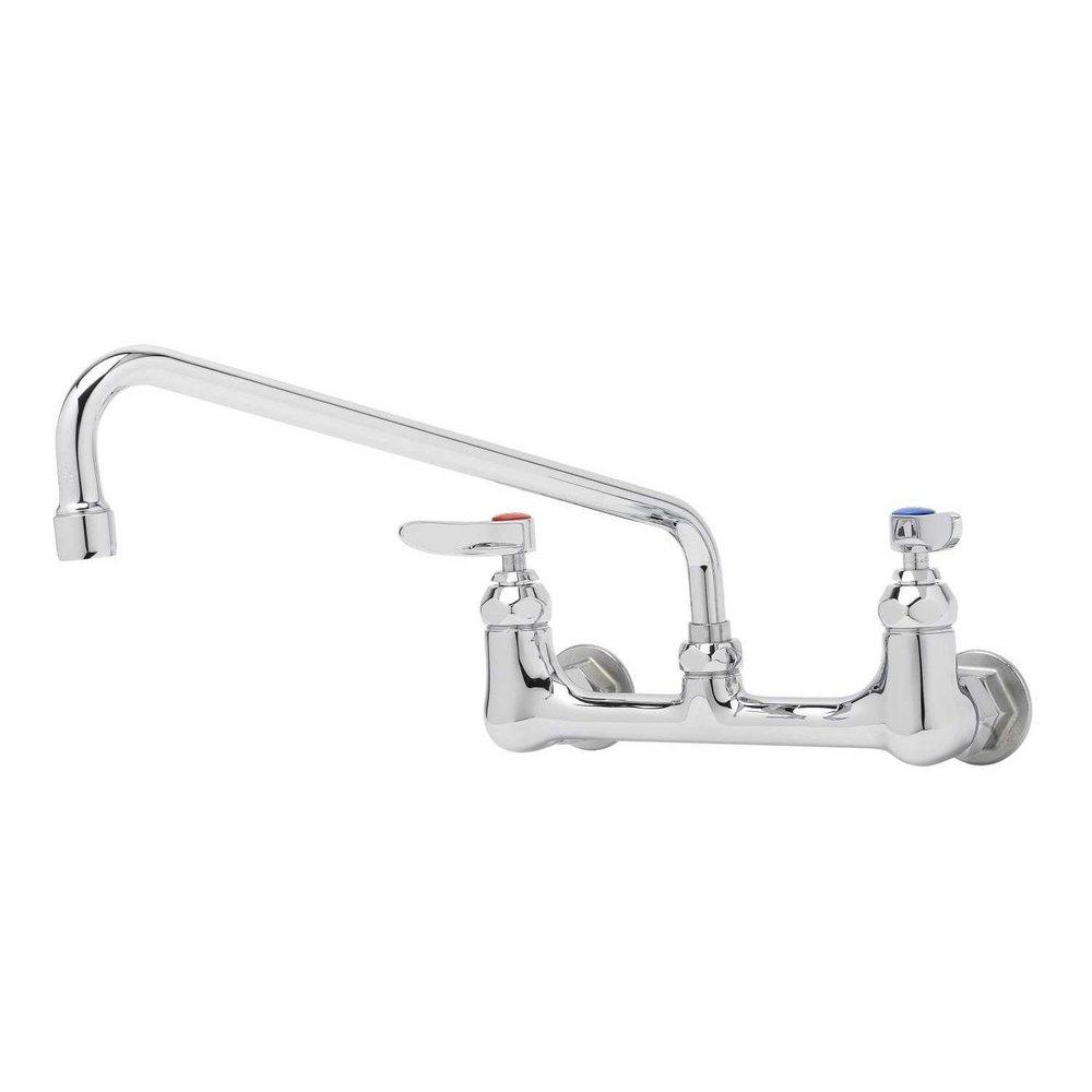 T&S Brass Chrome Plated Two Lever Handle Wall Mount Service Faucet 