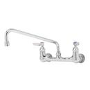 T&S Brass Chrome Plated Double Lever Handle Wall Mount Kitchen Sink Faucet Swing Spout 1/2 in. FPT 