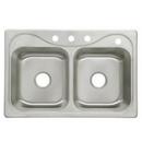 33 x 22 in. 4 Hole Stainless Steel Double Bowl Drop-in Kitchen Sink in Satin Stainless Steel