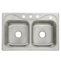 33 in. Drop-in Stainless Steel Double Bowl Kitchen Sink in Satin Stainless Steel