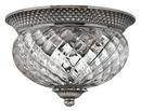 Hinkley Polished Antique Nickel 2-Light Ceiling Light Fixture with Hand-Blown Clear Optic Glass 