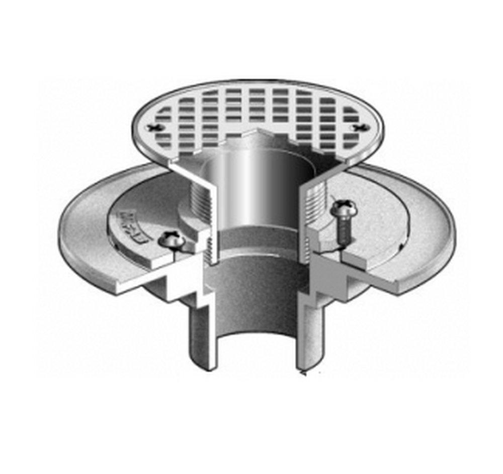 Mifab No-Hub Floor Drain with Chrome Plated Strainer 
