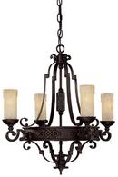 240W 4-Light Candelabra Incandescent Chandelier in Rustic Iron with Rust Scavo Glass Shade