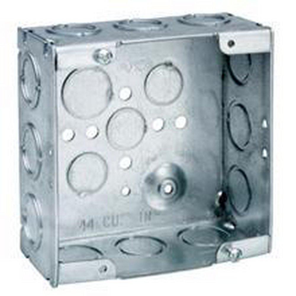 Cooper Crouse-Hinds Grey 2-1/8 in. Deep Square Outlet Box Drawn with Knockout 