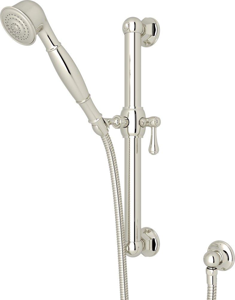 ROHL&reg; Polished Nickel Grab Bar Set with Hand Shower Hose and Outlet 