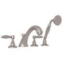 Two Handle Roman Tub Faucet with Handshower in Satin Nickel