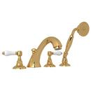 Two Handle Roman Tub Faucet with Handshower in Italian Brass