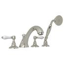 Two Handle Roman Tub Faucet with Handshower in Polished Nickel