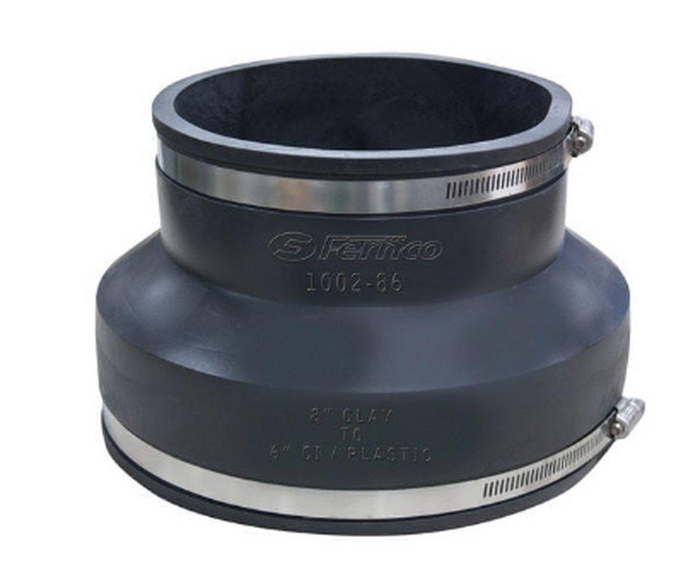 Fernco Clay x Cast Iron or Plastic 4.3# Reducing and Eccentric PVC Flexible Coupling 