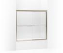 55-3/4 x 57 in. Frameless Sliding Bath Door with Falling Line Glass in Anodized Brushed Bronze