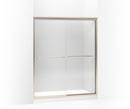 KOHLER Anodized Brushed Bronze 70-5/16 x 59-5/8 in. Frameless Sliding Shower Door with Crystal Clear Glass 