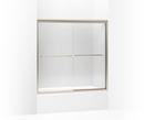 58-5/16 x 56-5/8-59-5/8 in. Sliding Bath Door with 1/4 in. Thick Crystal Clear Glass in Anodized Brushed Bronze