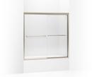 58-5/16 x 59-5/8 in. Sliding Bath Door with 1/4 in. Thick Falling Lines Glass in Anodized Brushed Bronze