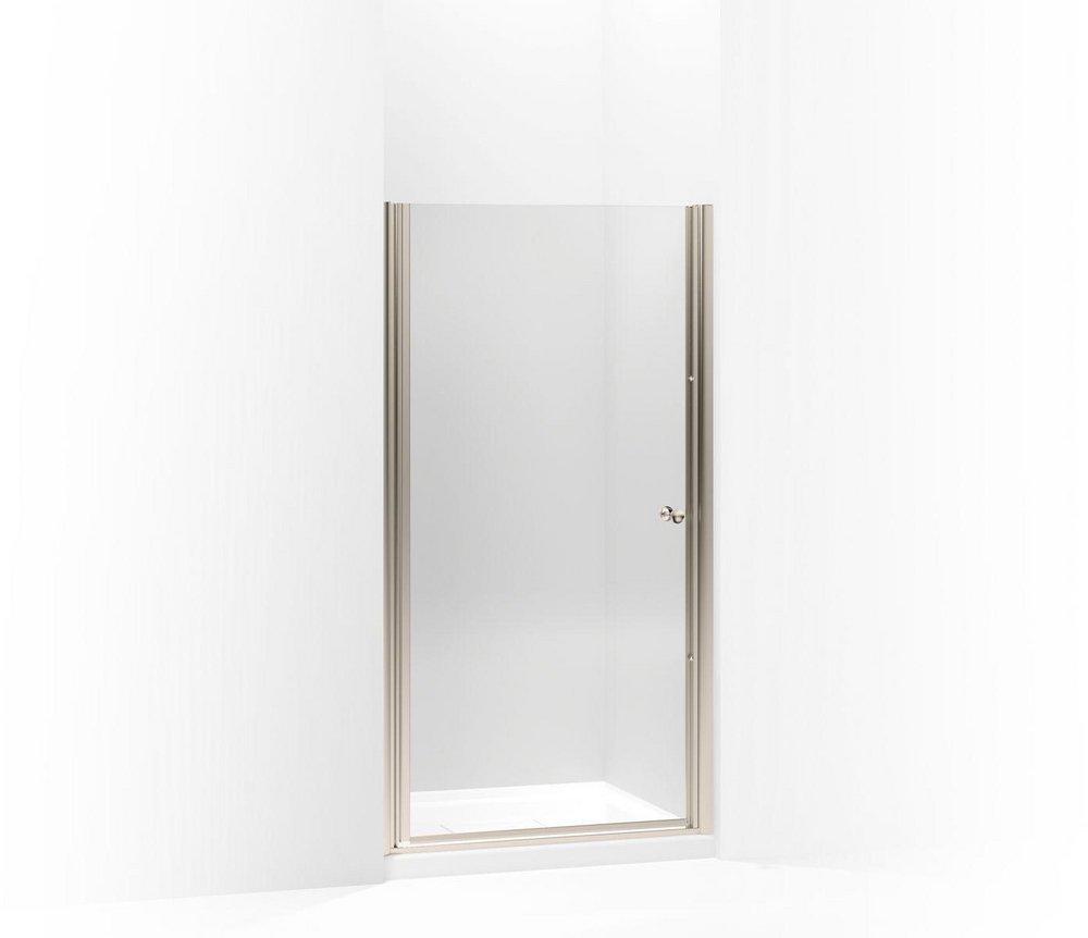 KOHLER Anodized Brushed Bronze 65-1/2 x 35-1/4 in. Frameless Shower Door with Crystal Clear Glass 