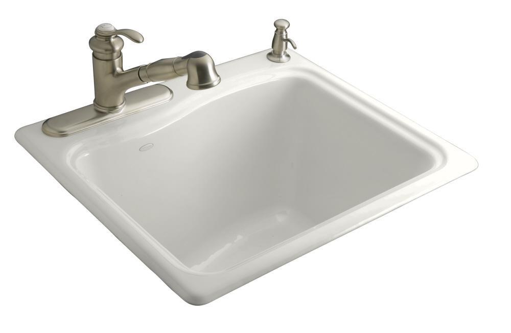 KOHLER White 25 x 22 in. Top Mount Laundry Sink 