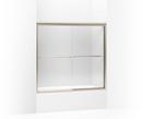 55-3/4 x 57 in. Frameless Sliding Bath Door with Crystal Clear Glass in Anodized Brushed Bronze