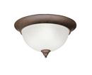 60W 3-Light Flushmount Ceiling Fixture with Etched Seeded Glass in Tannery Bronze