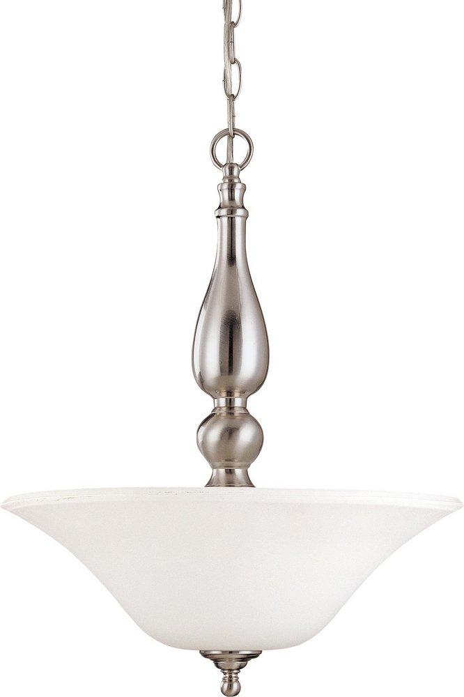 NUVO Brushed Nickel 20 in. 60W 3-Light Hanging Pendant Light Fixture 