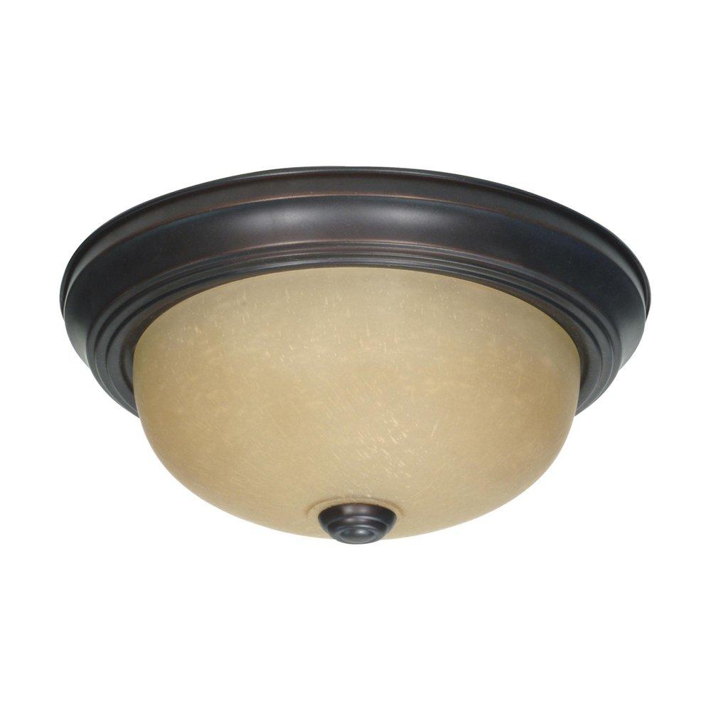 NUVO Mahogany Bronze 2 Light 60W A19 Flush Mount Ceiling Fixture 